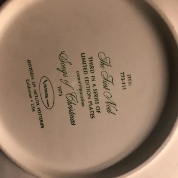 Vintage Metlox potteries the first noel plate 1973 - Picture 4 of 6